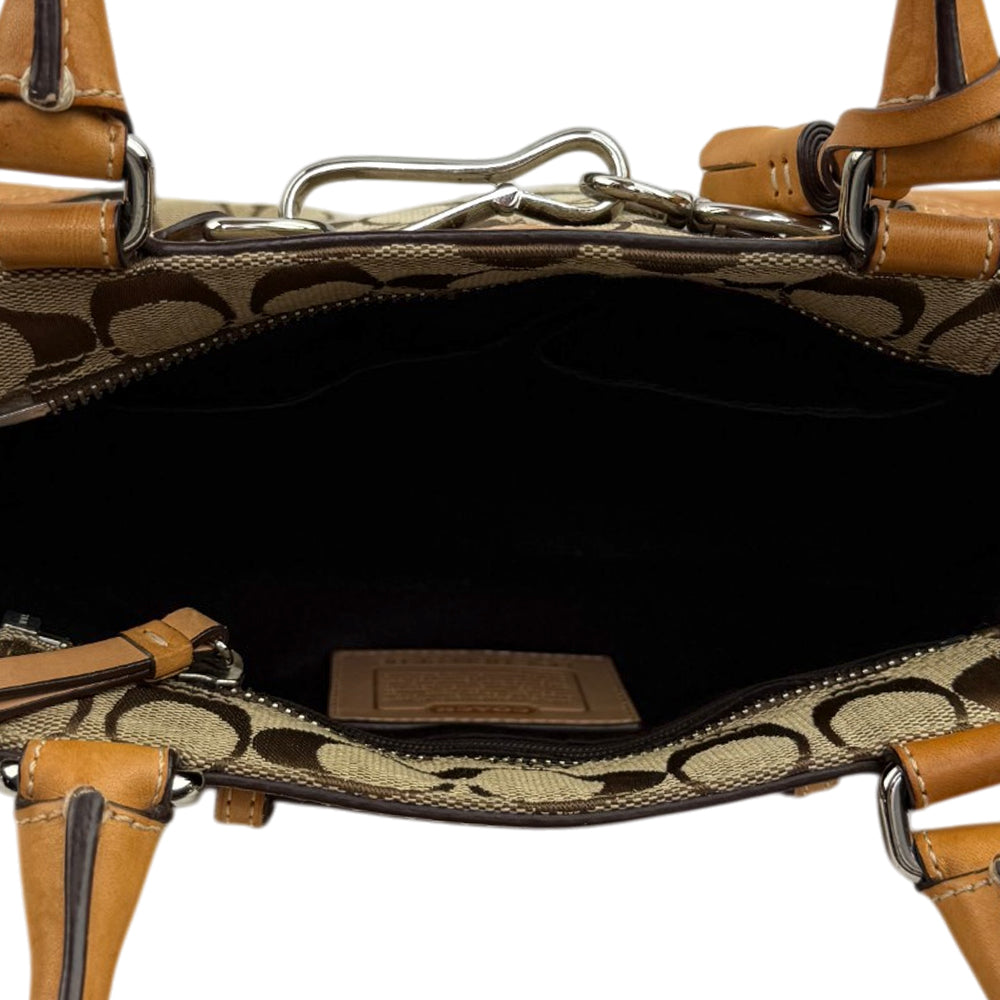 COACH Hampton Brown Signature Canvas and Leather Hand Bag LHQ1896