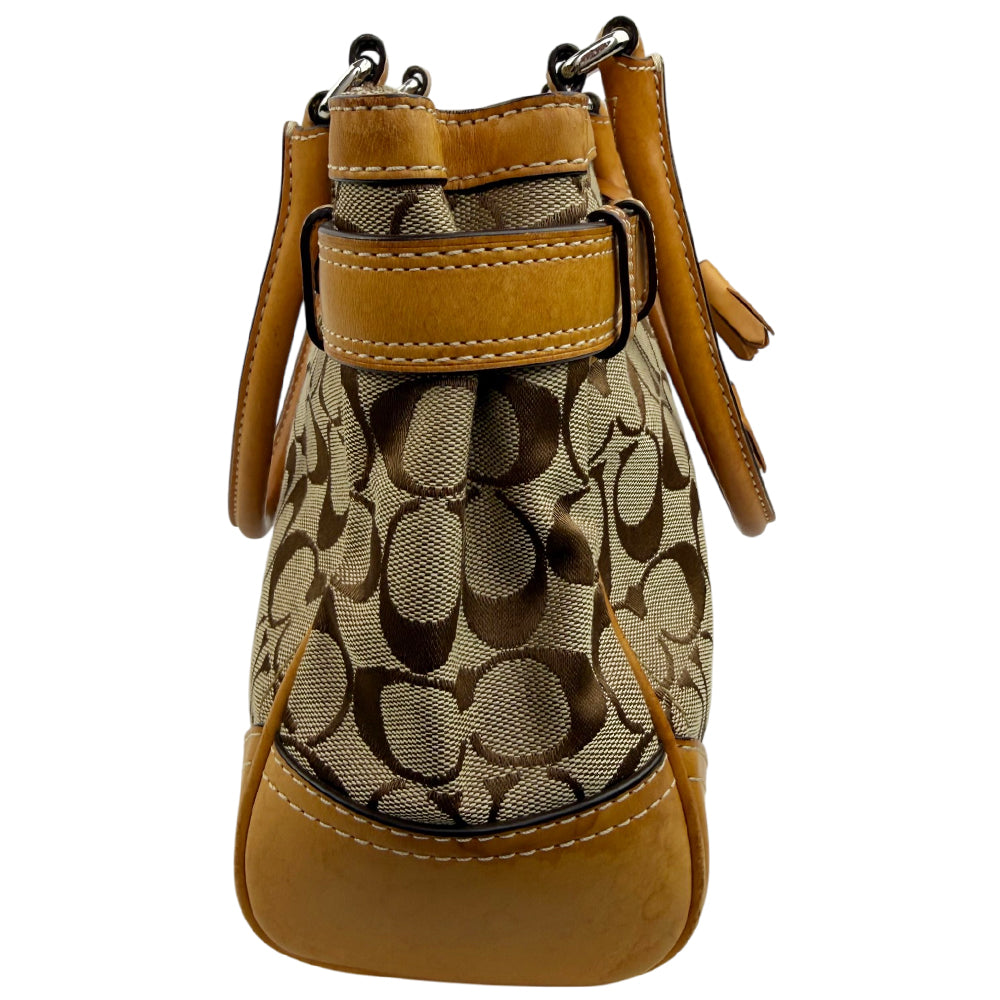 COACH Hampton Brown Signature Canvas and Leather Hand Bag LHQ1896
