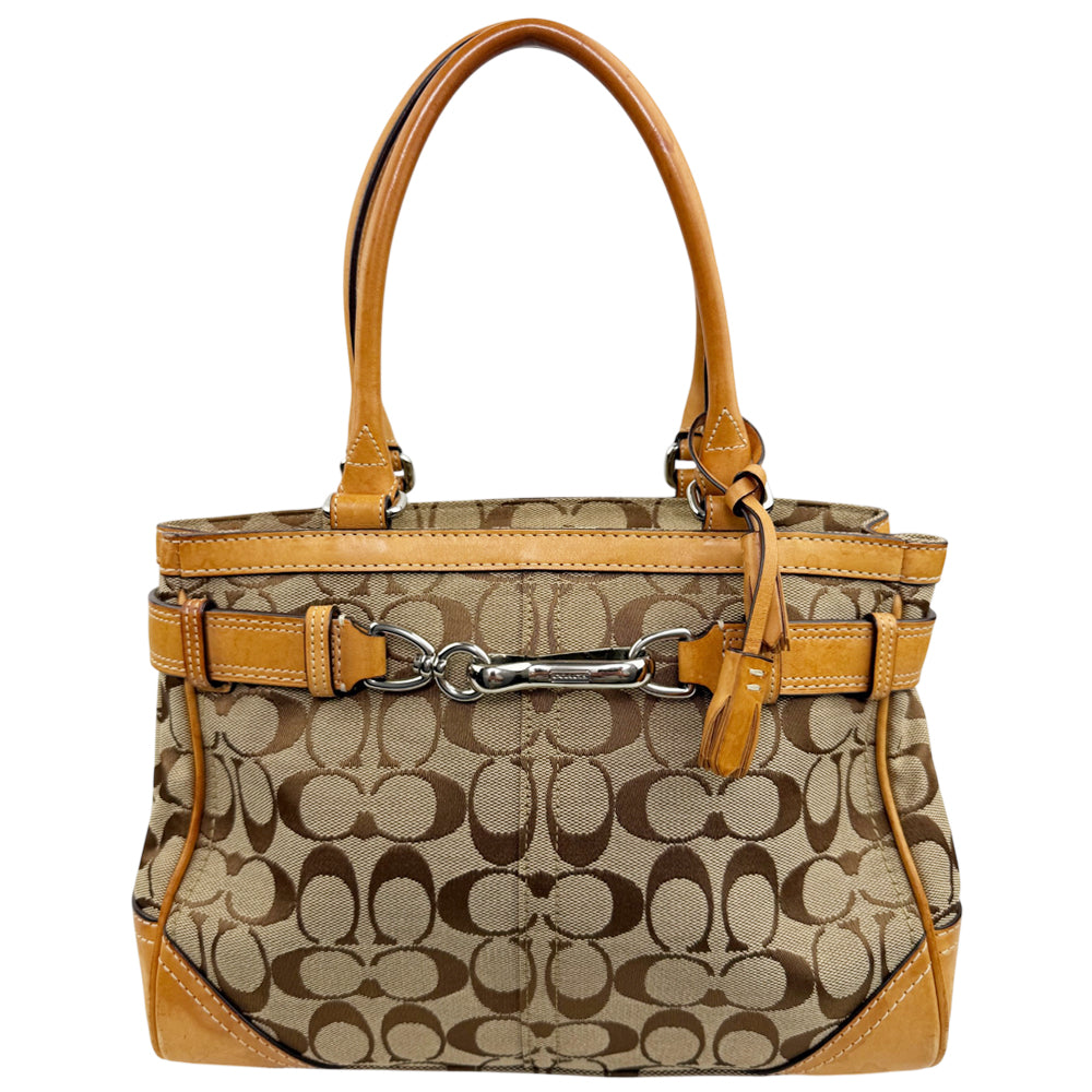 COACH Hampton Brown Signature Canvas and Leather Hand Bag LHQ1896