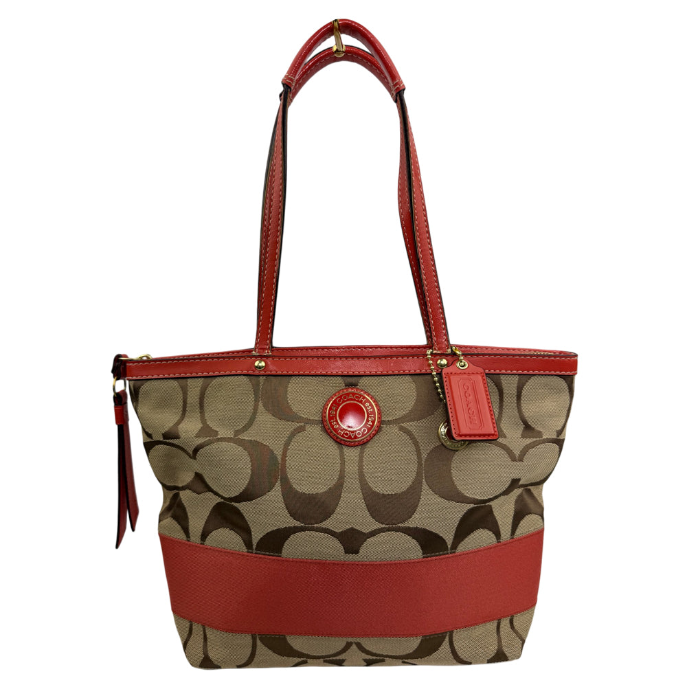 COACH Signature Canvas Brown Tote Bag LHQ1889