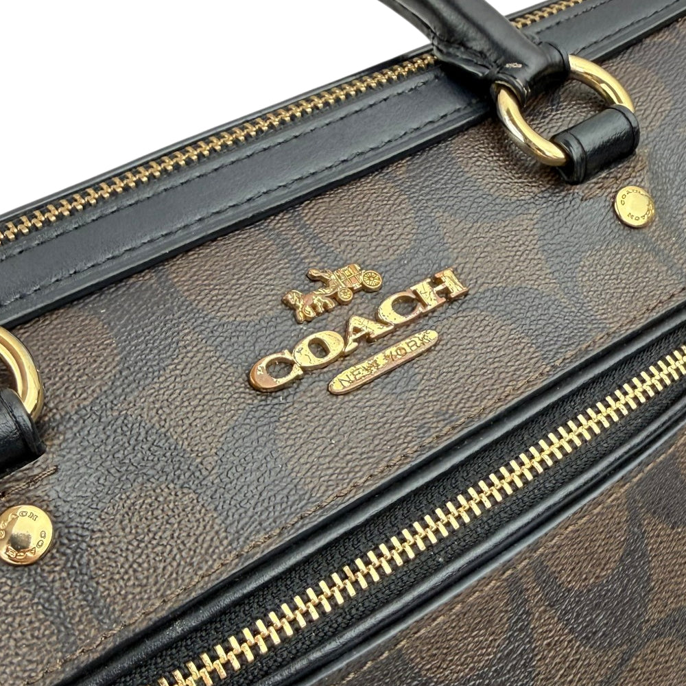 COACH Rowan Signature Dark Brown Shoulder Hand Bag LHQ1900
