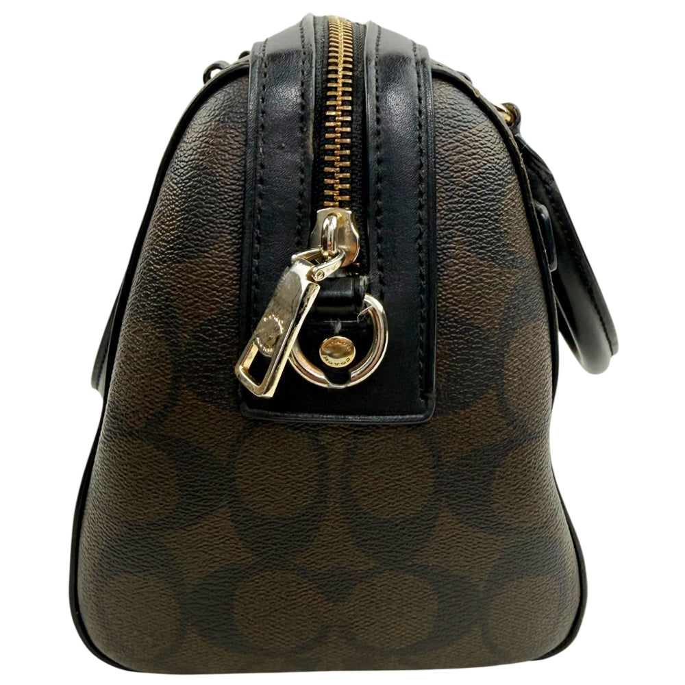 COACH Rowan Signature Dark Brown Shoulder Hand Bag LHQ1900