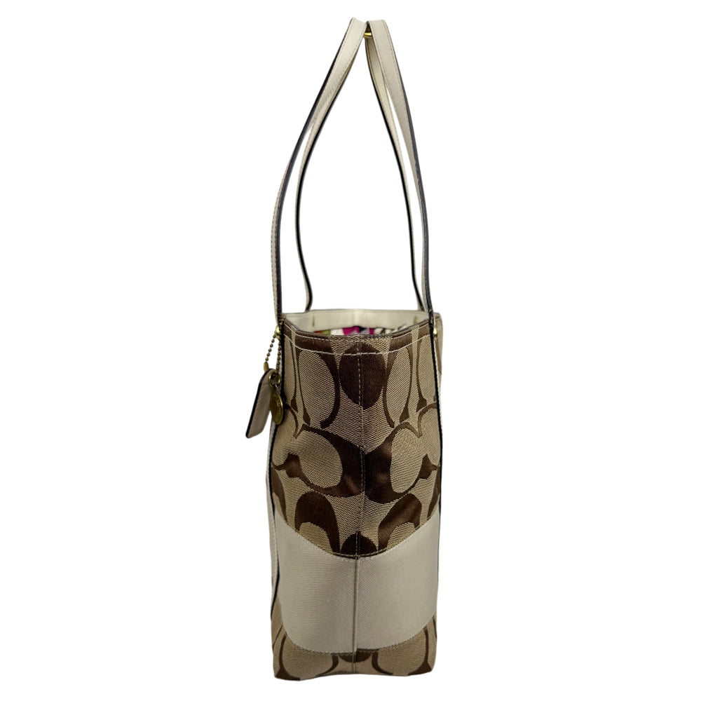 COACH Signature Canvas Stripe Tote Shoulder Bag LHQ1915