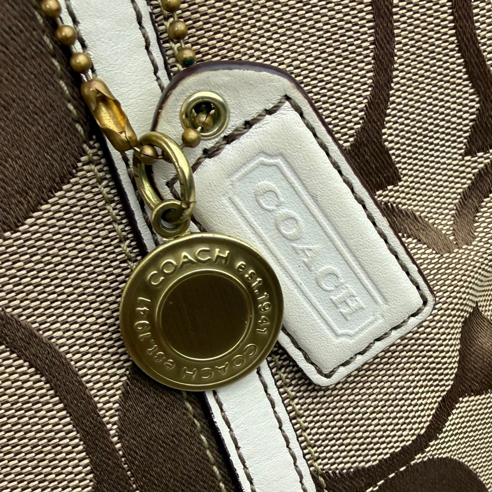 COACH Signature Canvas Stripe Tote Shoulder Bag LHQ1915