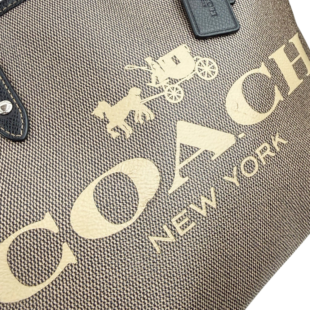 COACH 'Horse & Carriage' City Grey Canvas Tote Shoulder Bag LHQ1917