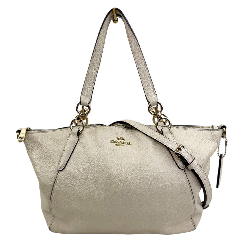 COACH Ava White Leather Tote Shoulder Bag LHQ1918