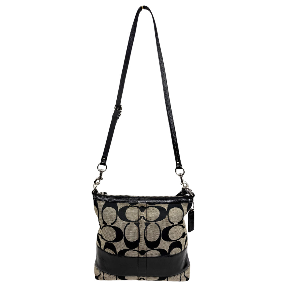 COACH Signature Canvas Black Stripe Hobo Shoulder Bag LHQ1919