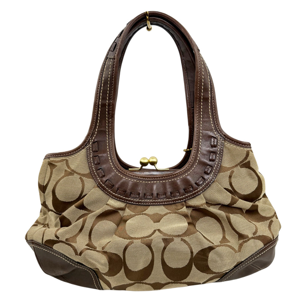 COACH Ergo Signature Canvas Brown Shoulder Bag LHQ1921