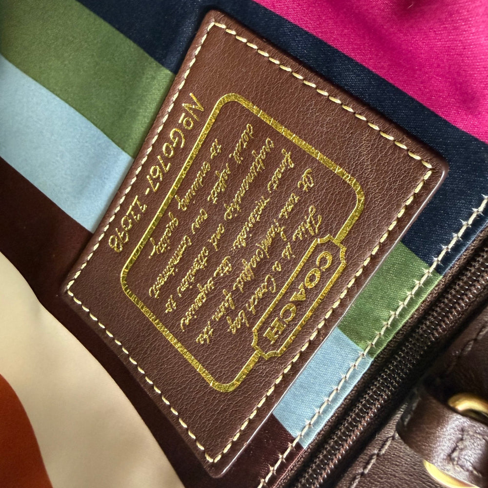 COACH Signature Canvas Brown Stripe Tote Shoulder LHQ1923