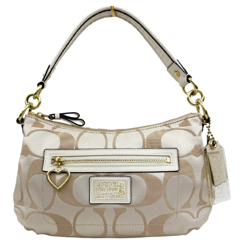 COACH Poppy Signature Cream Shoulder Bag LHQ1953