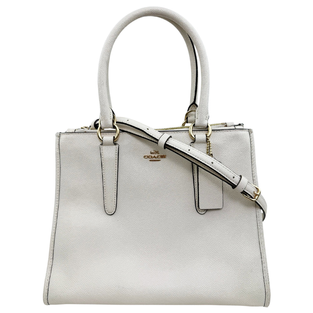 COACH White Leather Carryall Shoulder Bag LHQ1954