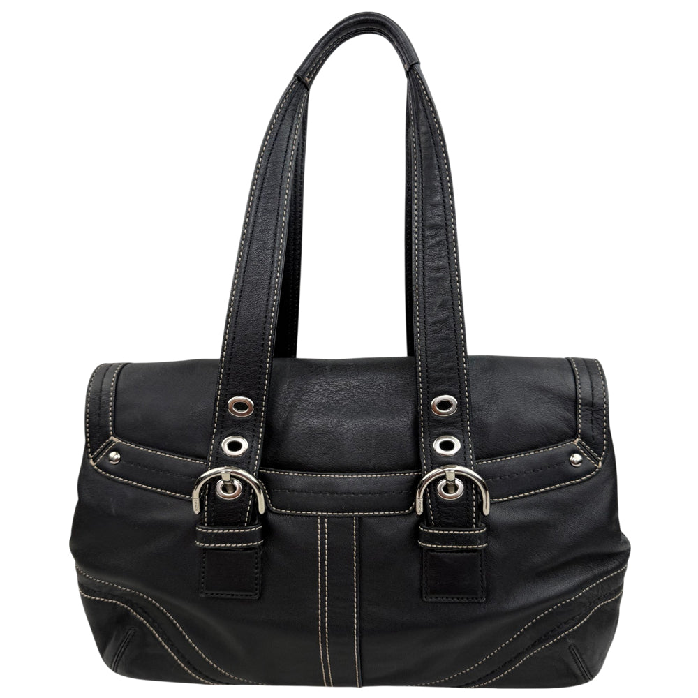 COACH Soho Hampton Black Signature Shoulder Bag LHQ1956
