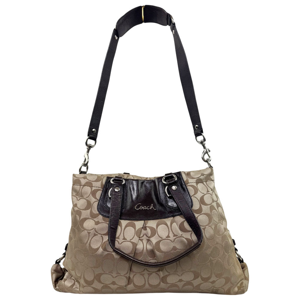 COACH Ashley Signature Beige Canvas Shoulder Bag LHQ1959