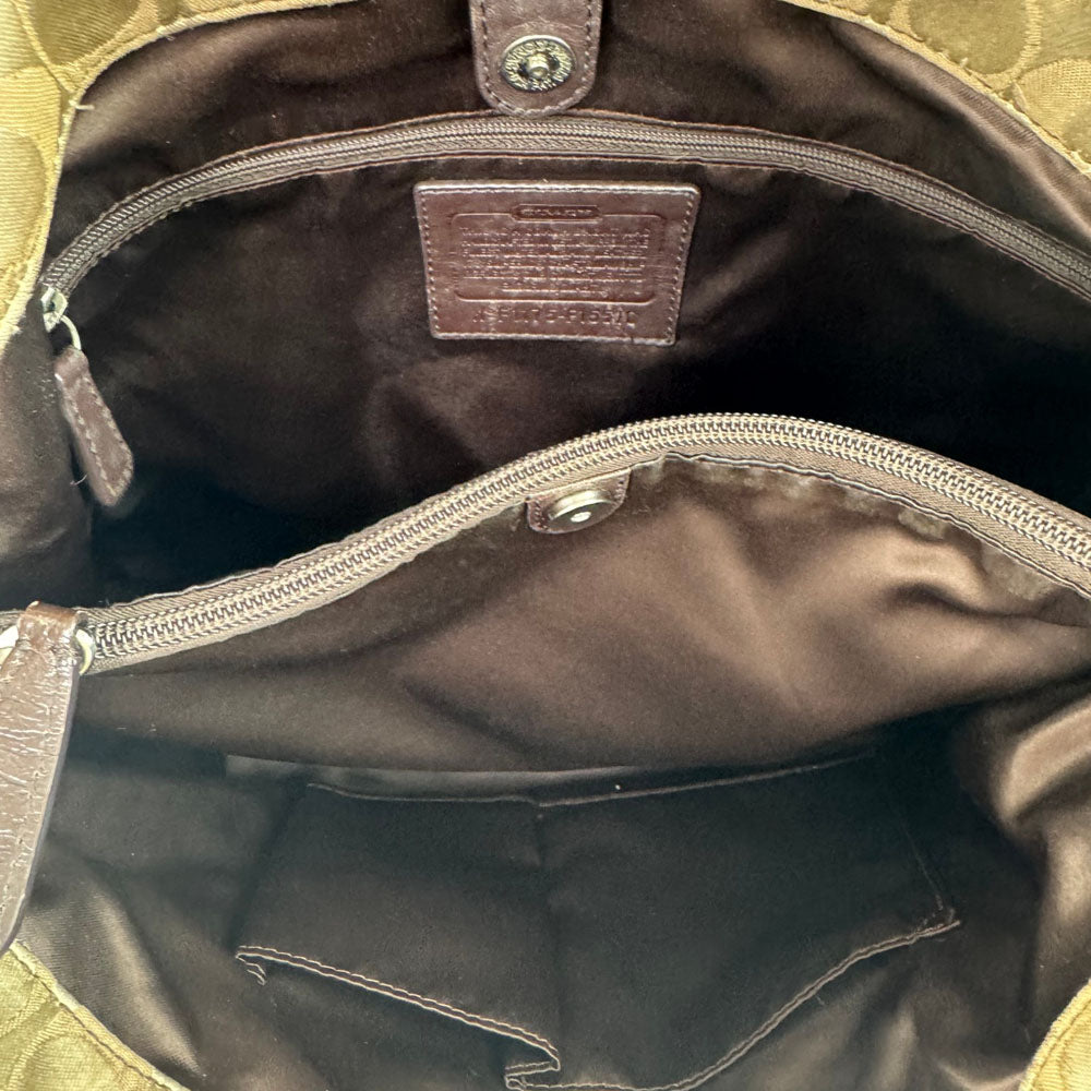 COACH Ashley Signature Beige Canvas Shoulder Bag LHQ1959