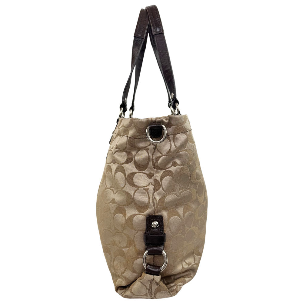 COACH Ashley Signature Beige Canvas Shoulder Bag LHQ1959