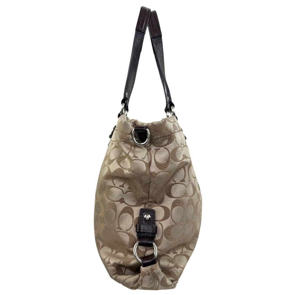 COACH Ashley Signature Beige Canvas Shoulder Bag LHQ1959
