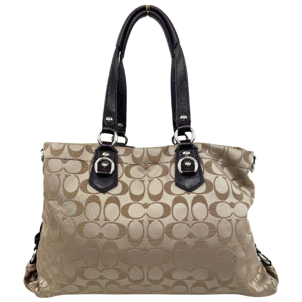 COACH Ashley Signature Beige Canvas Shoulder Bag LHQ1959
