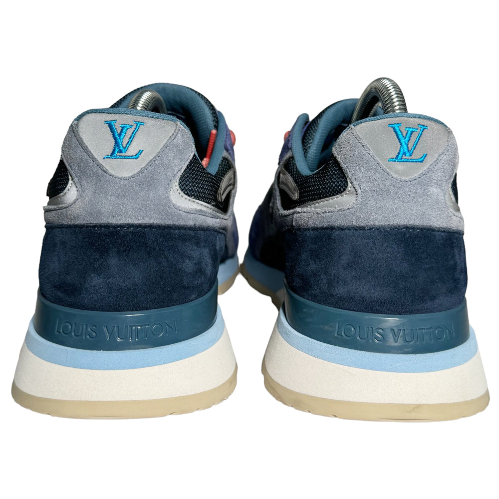 LOUIS VUITTON Run Away Trainers Blue Pink Suede Size 7 UK LHQ196