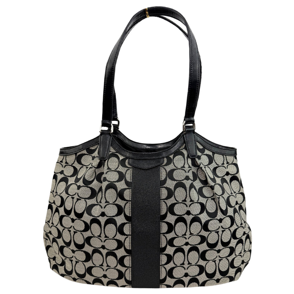 COACH Devin Signature Grey Canvas Shoulder Bag LHQ1961