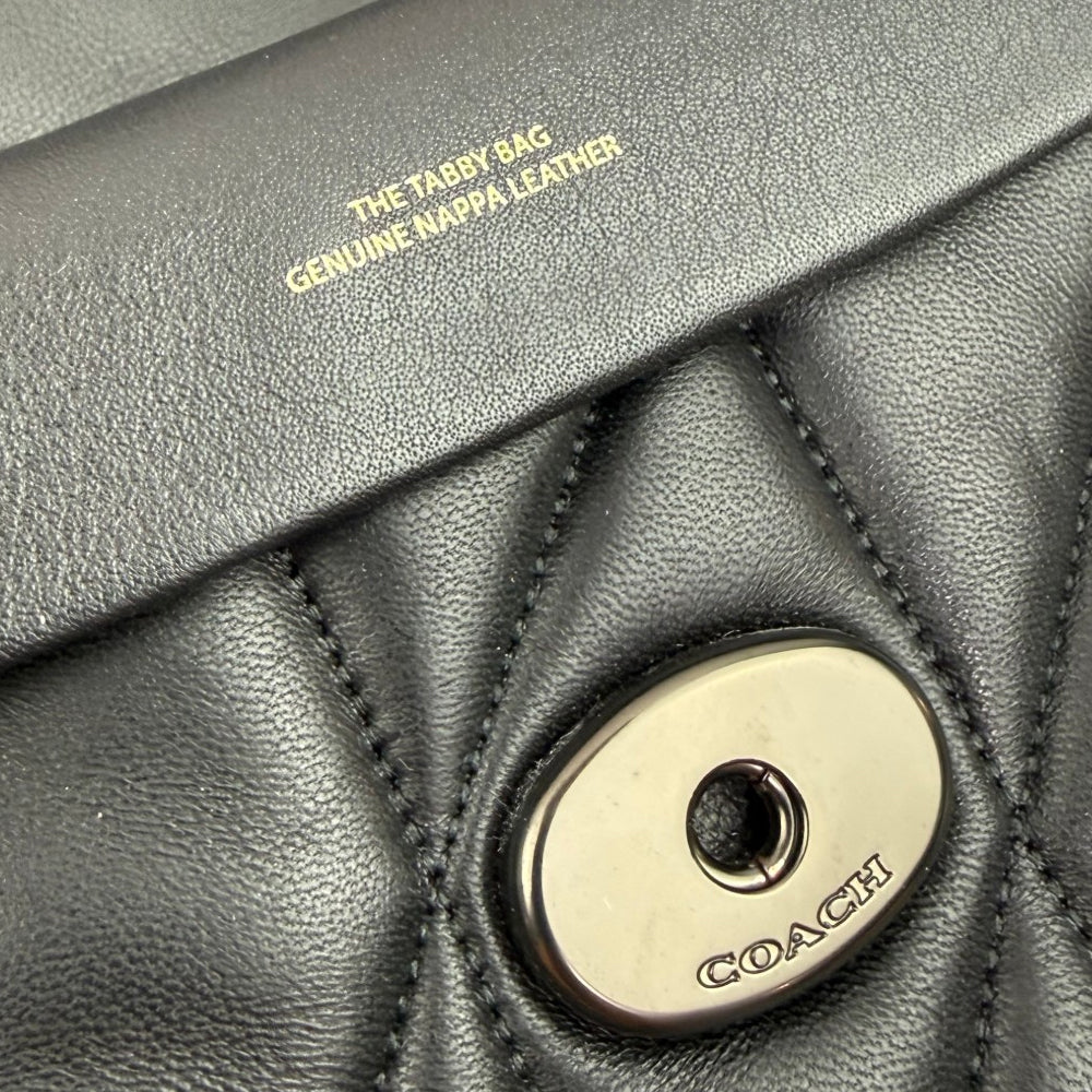COACH Tabby Black Leather Quilted Shoulder Bag LHQ1963