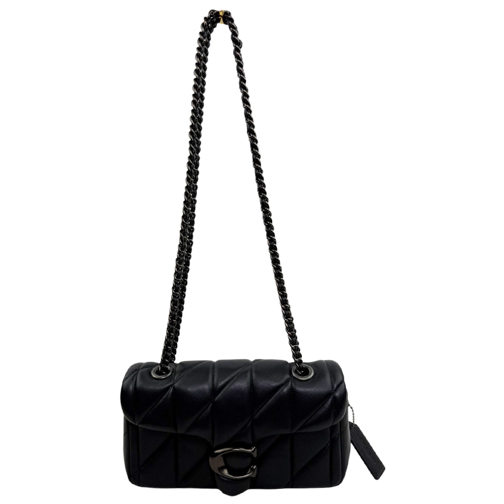COACH Tabby Black Leather Quilted Shoulder Bag LHQ1963