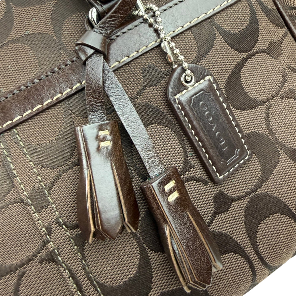 COACH Signature Dark Brown Boston Bag LHQ1966