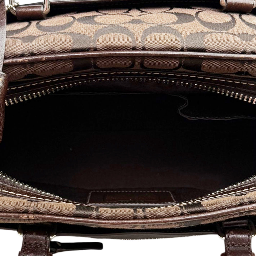COACH Signature Dark Brown Boston Bag LHQ1966