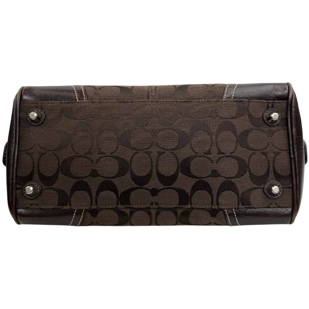 COACH Signature Dark Brown Boston Bag LHQ1966
