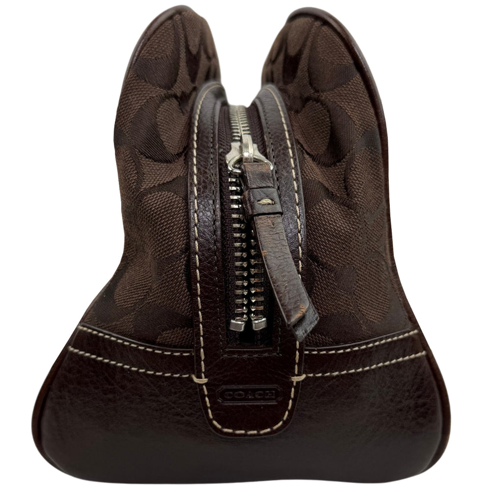 COACH Signature Dark Brown Boston Bag LHQ1966