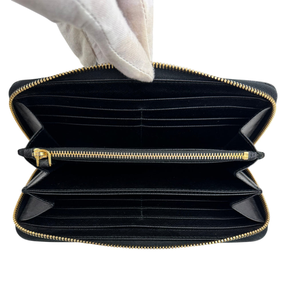 PRADA Saffiano Black Leather Wallet Purse LHQ1967