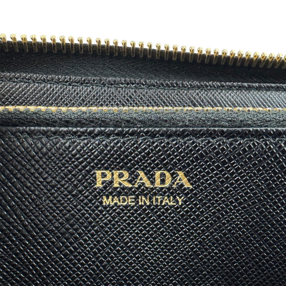 PRADA Saffiano Black Leather Wallet Purse LHQ1967