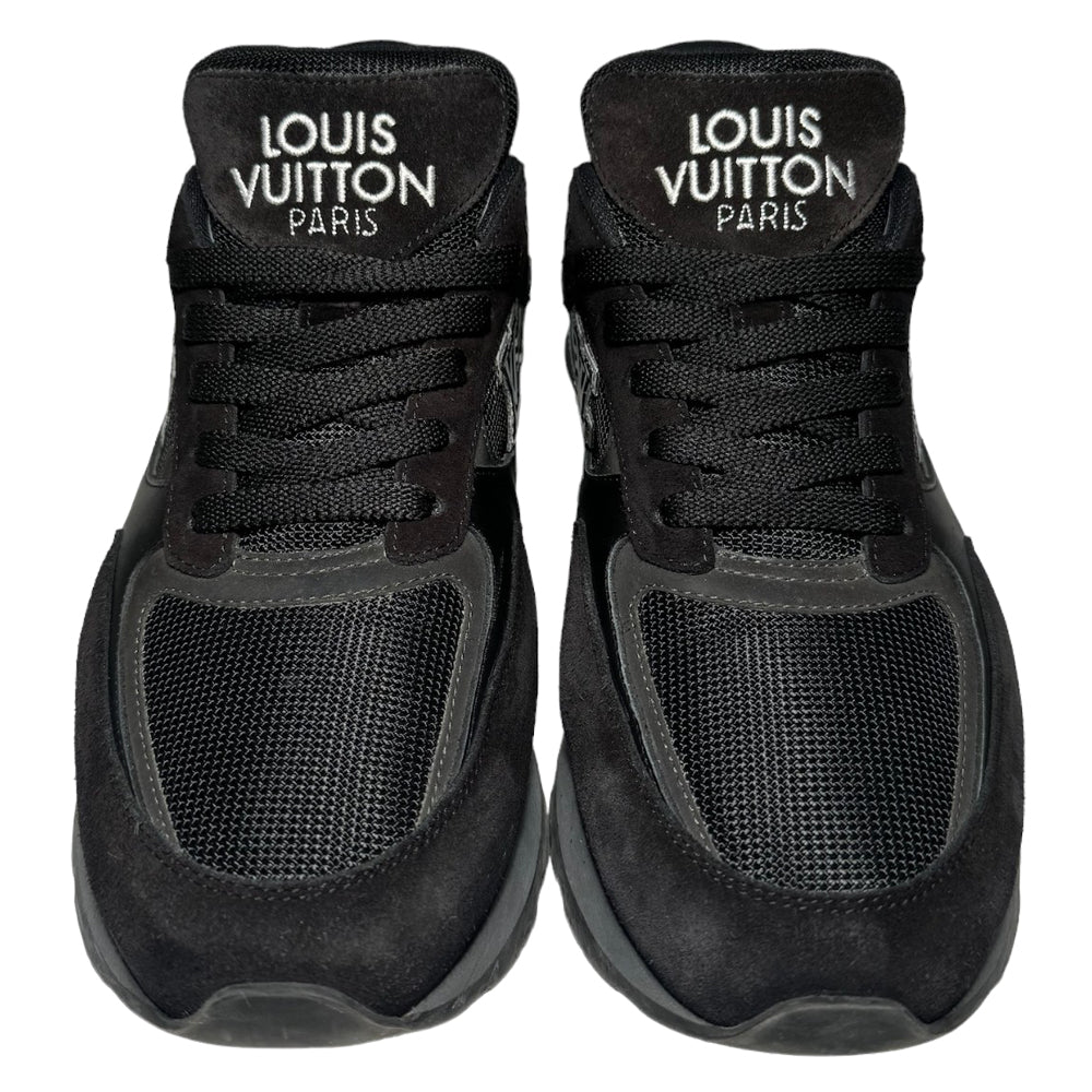 LOUIS VUITTON Run Away Trainers Piel Ante Negro Talla 8 UK LHQ197