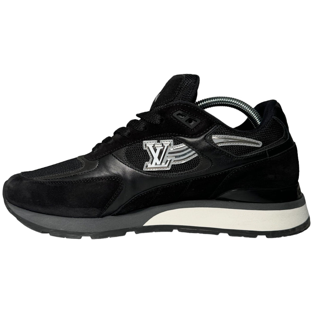 LOUIS VUITTON Run Away Trainers Piel Ante Negro Talla 8 UK LHQ197