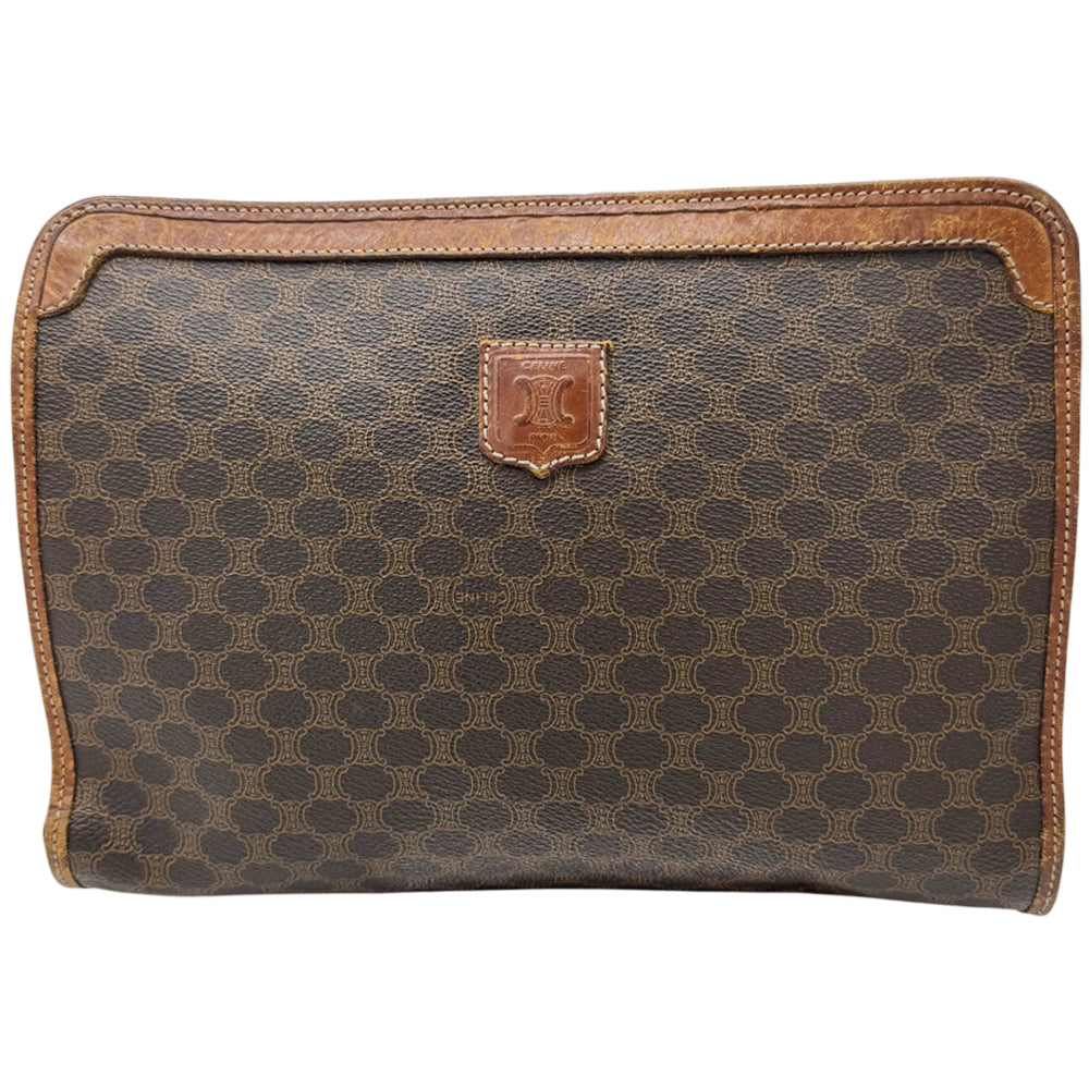 CELINE Macadam Brown Clutch Pouch LHQ1970