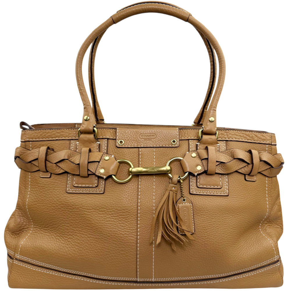 COACH Hampton Brown Leather Shoulder Bag LHQ1981
