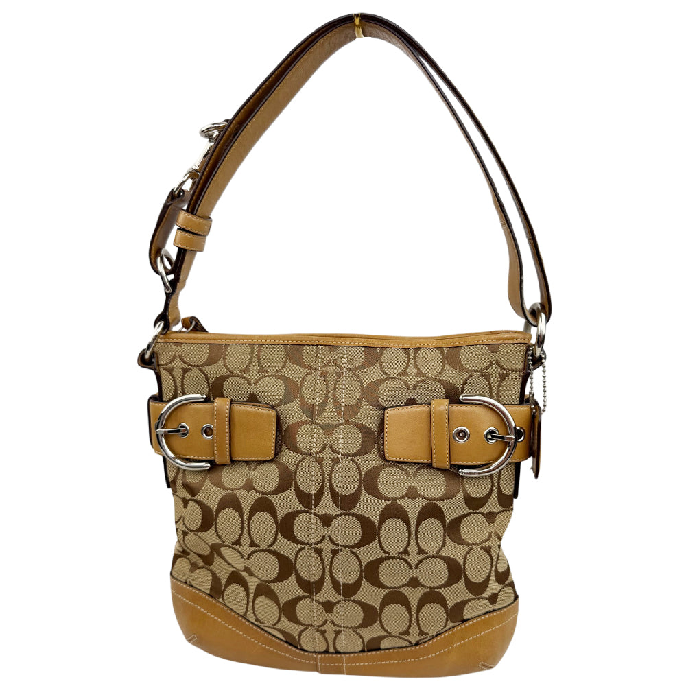 COACH Soho Brown Signature Canvas Shoulder Bag LHQ1989