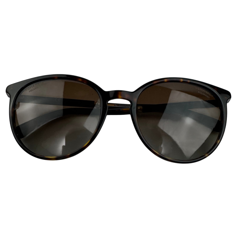 CHANEL Brown Tortoise Shell Pearl Sunglasses LHQ1993