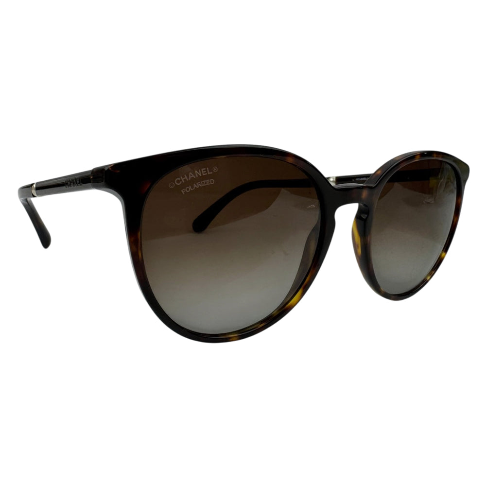 CHANEL Brown Tortoise Shell Pearl Sunglasses LHQ1993