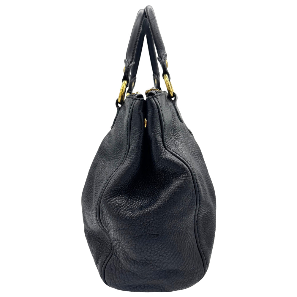 MIUMIU Vitello Black Leather Tote Handbag LHQ1995