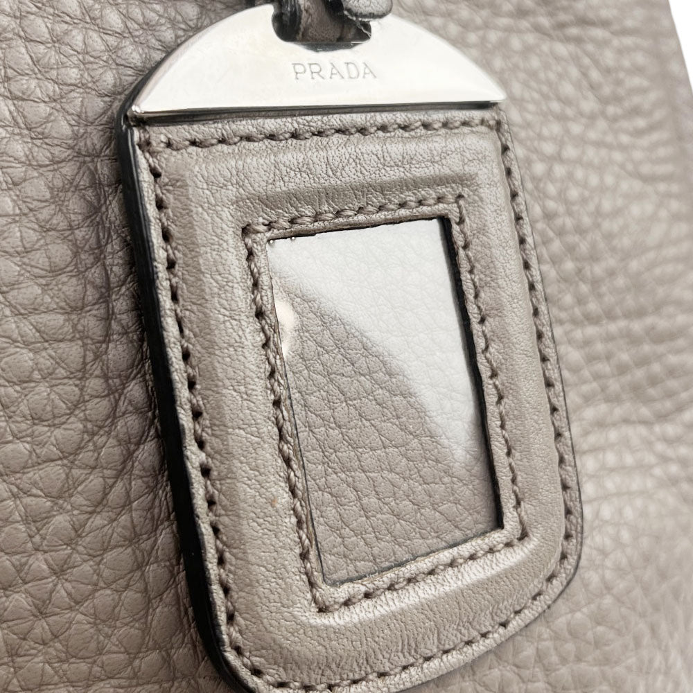 PRADA Vitello Diano Taupe Leather Handbag LHQ1996