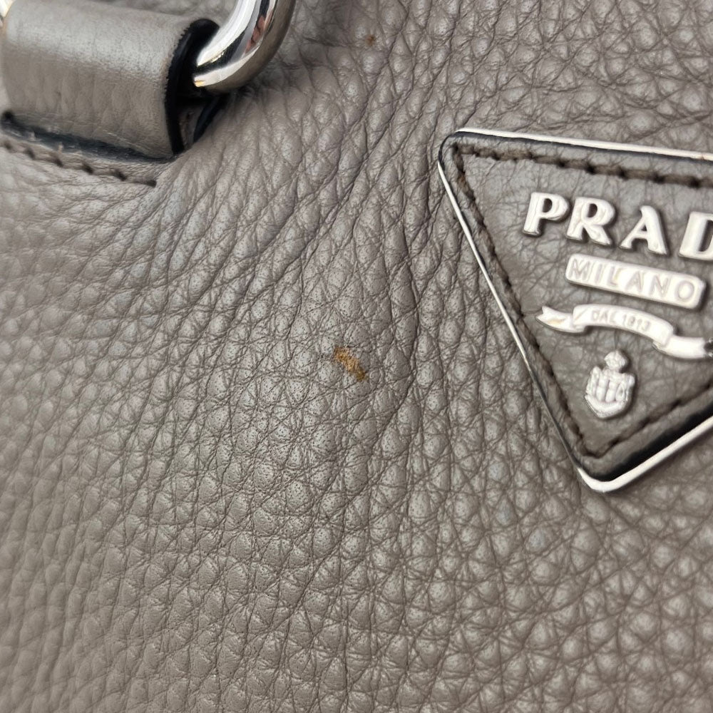 PRADA Vitello Diano Taupe Leather Handbag LHQ1996