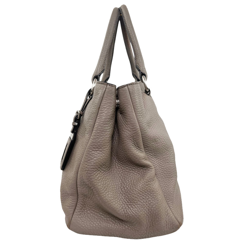 PRADA Vitello Diano Taupe Leather Handbag LHQ1996