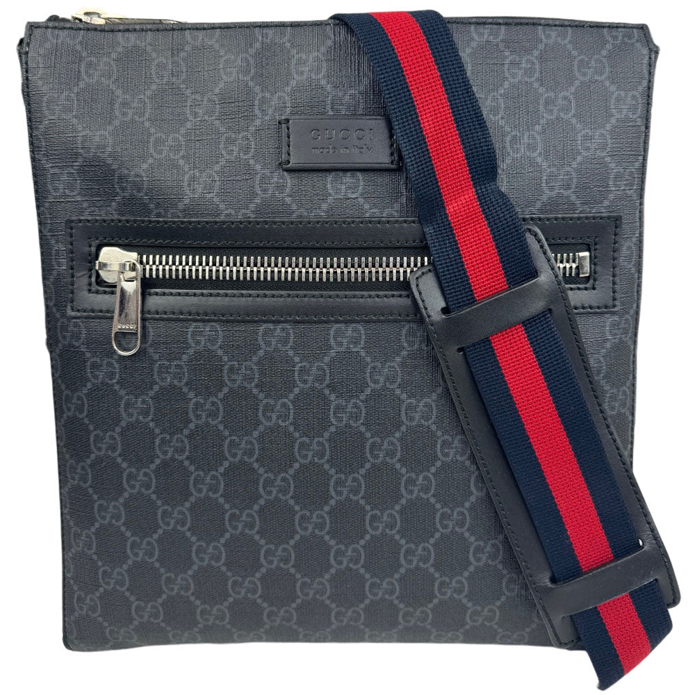 GUCCI Large GG Black Supreme Canvas Crossbody Shoulder Bag LHQ1997