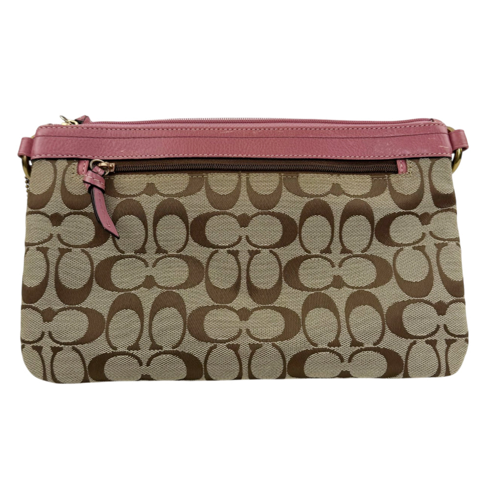 COACH Signature Brown/Pink Shoulder Bag LHQ2009