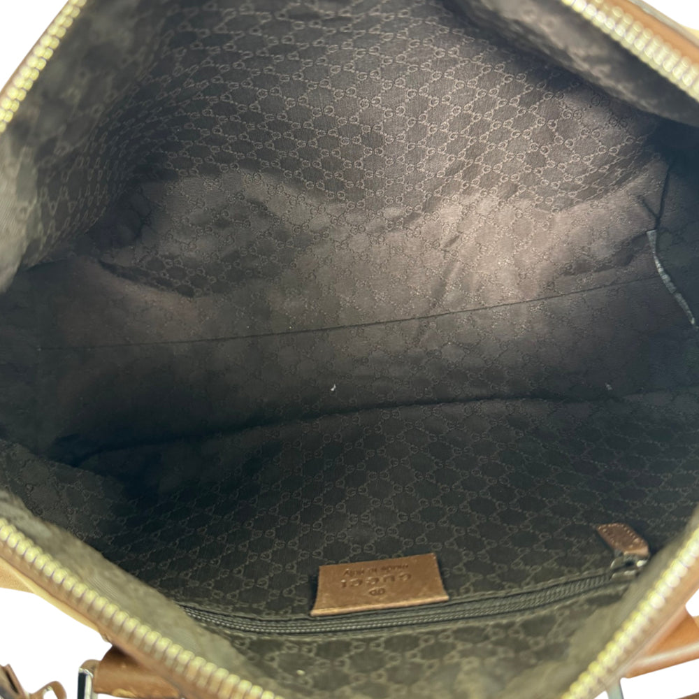 GUCCI Nude/Brown Canvas Boston Bag LHQ2013