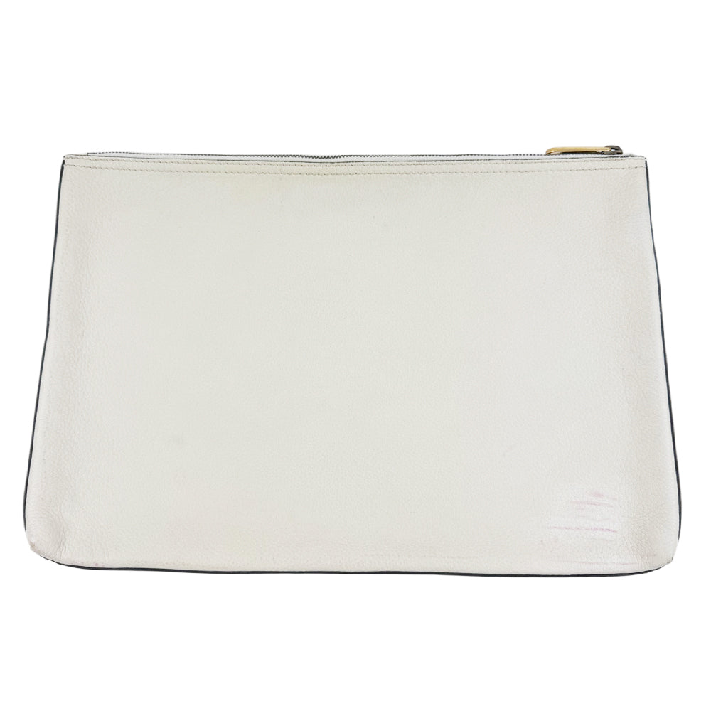 GUCCI Large White Leather Logo Pouch LHQ2017
