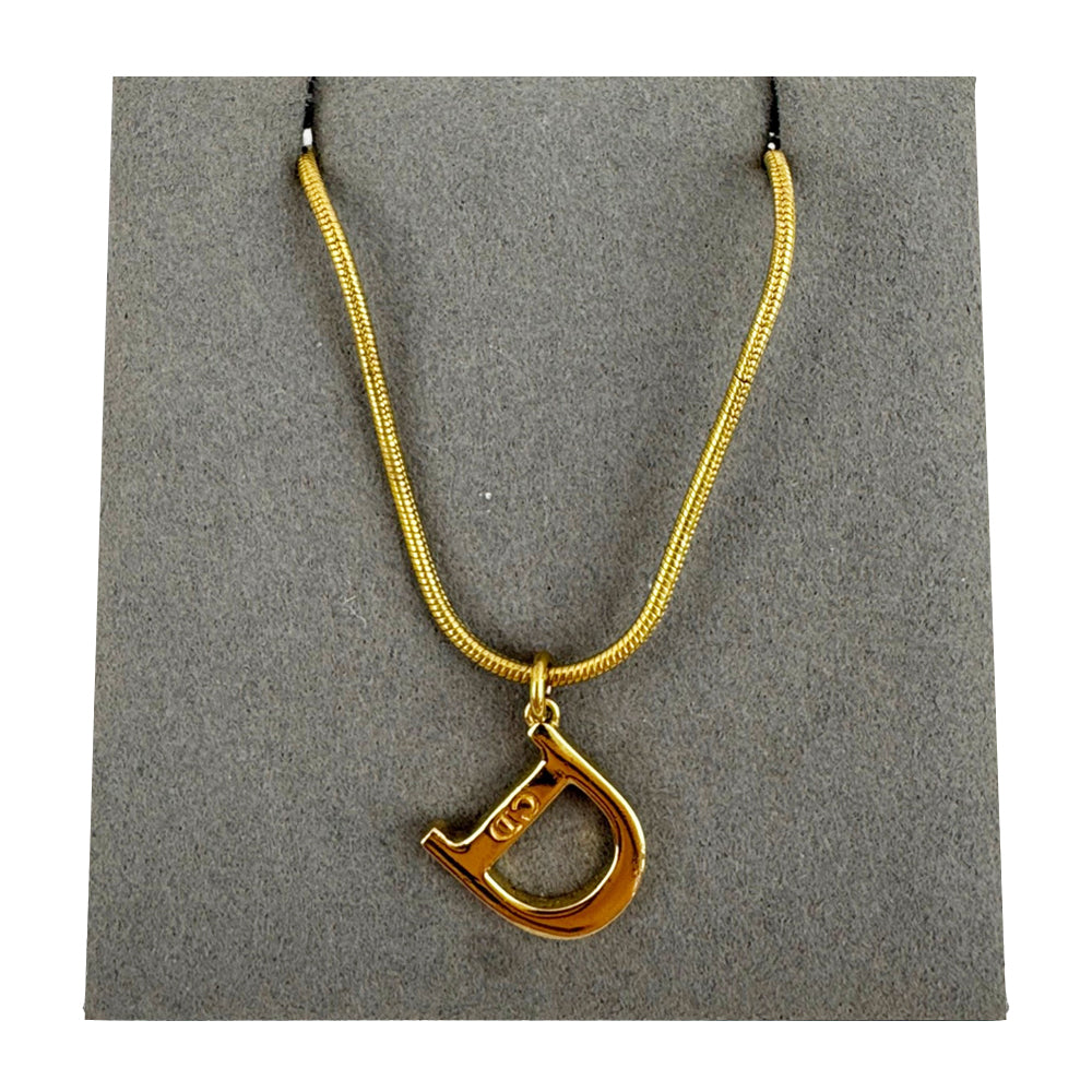 CHRISTIAN DIOR D Gold Necklace LHQ2025
