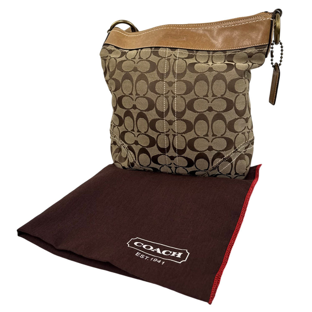 COACH Brown Signature Shoulder Hobo Bag LHQ2030