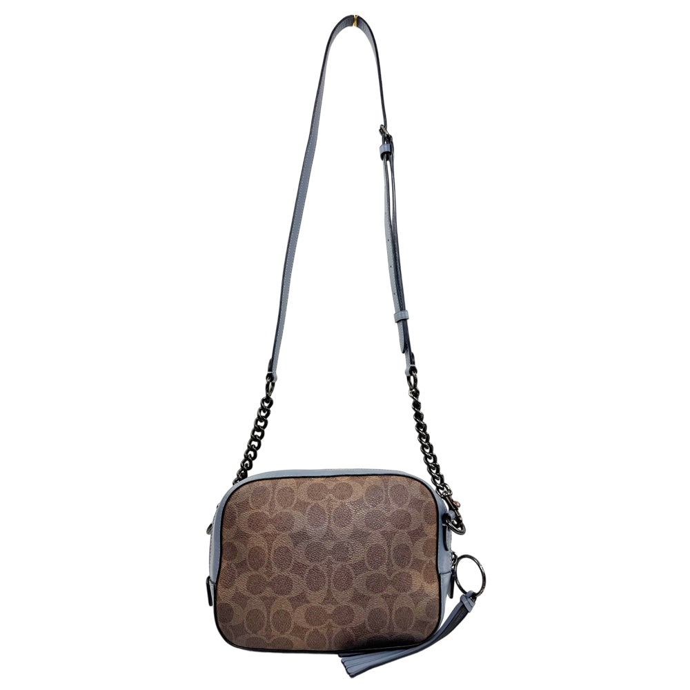 COACH Jamie Signature Brown/Blue Canvas Camera Shoulder Bag LHQ2043