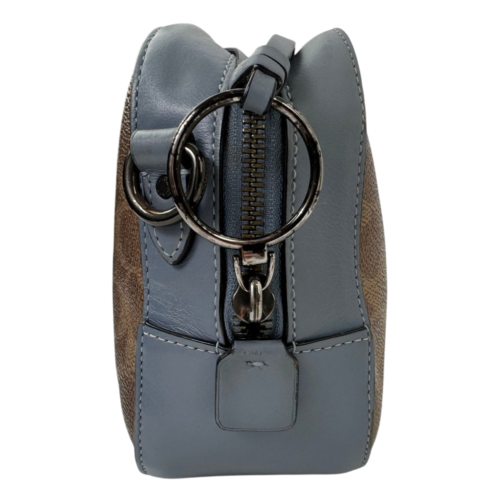 COACH Jamie Signature Brown/Blue Canvas Camera Shoulder Bag LHQ2043